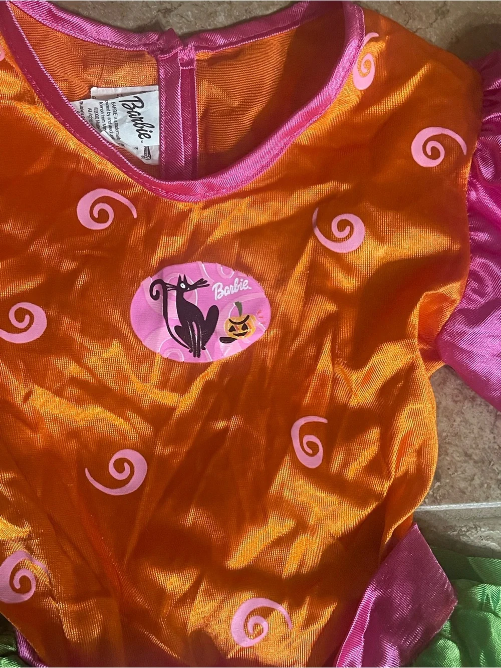 Costume - Barbie Orange and Pink Pumpkin Princess Dress with Green Leaf Accents